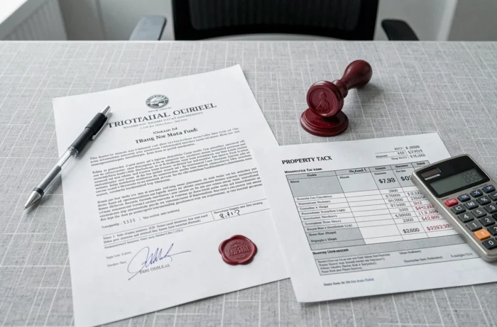 Acte notarié et frais de notaire pour l'acquisition d'un terrain non constructible posés sur un bureau